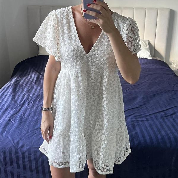 Zara white dress with floral print, size M