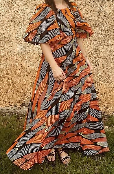 Robe maxi en wax - dos dénudé