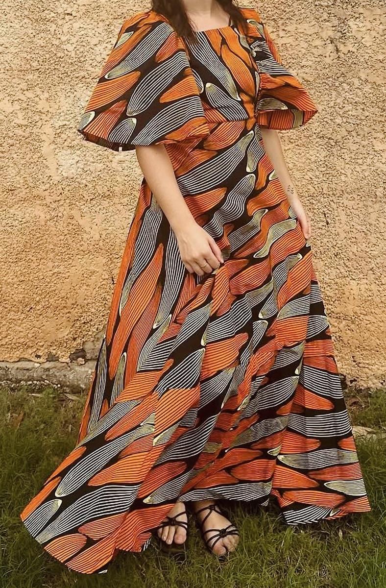 Robe maxi en wax - dos dénudé