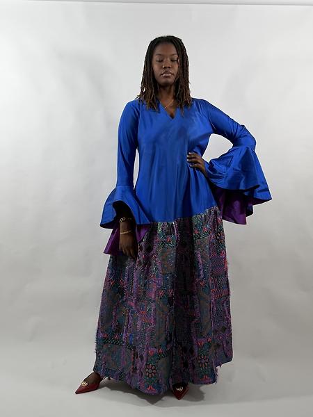 Blue flared dress