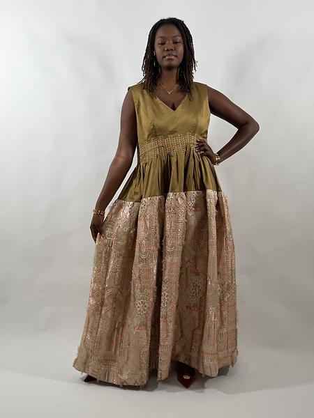 Gold brocade dress