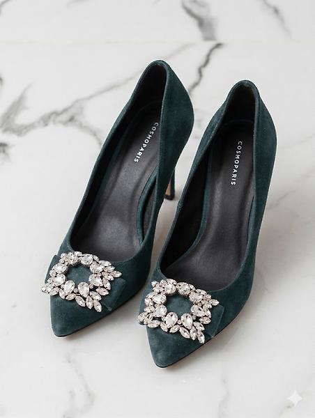 Cosmoparis pumps in emerald green suede