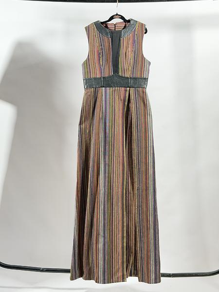 Tunic in woven loincloth and leather