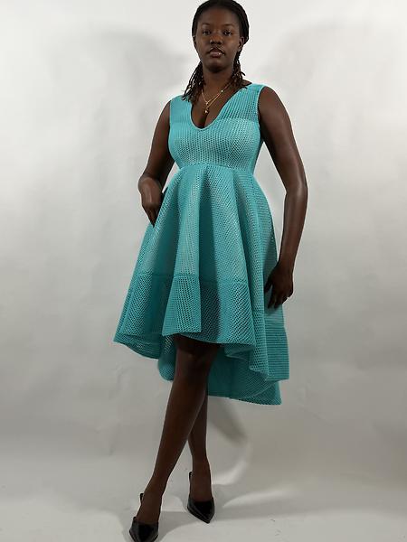 Blue perforated dress