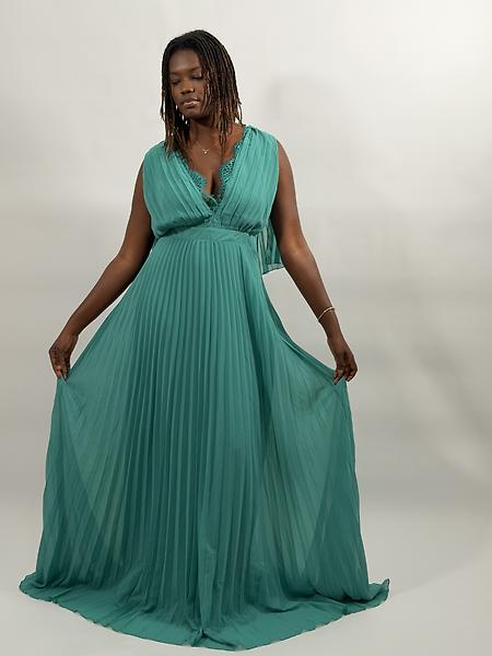 Pleated green dress