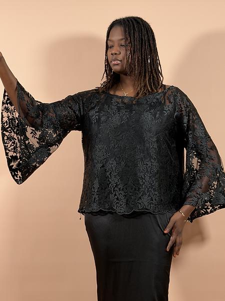 Embroidered tulle top