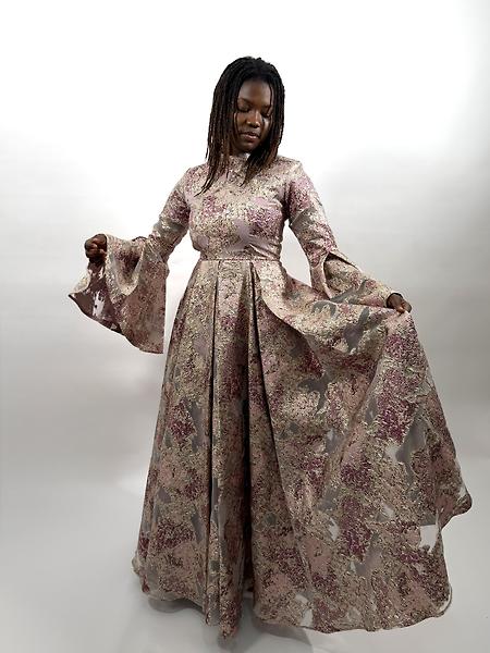 Champagne brocade dress